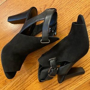 NWOT Marc Fisher Peep-toe Booties, Black